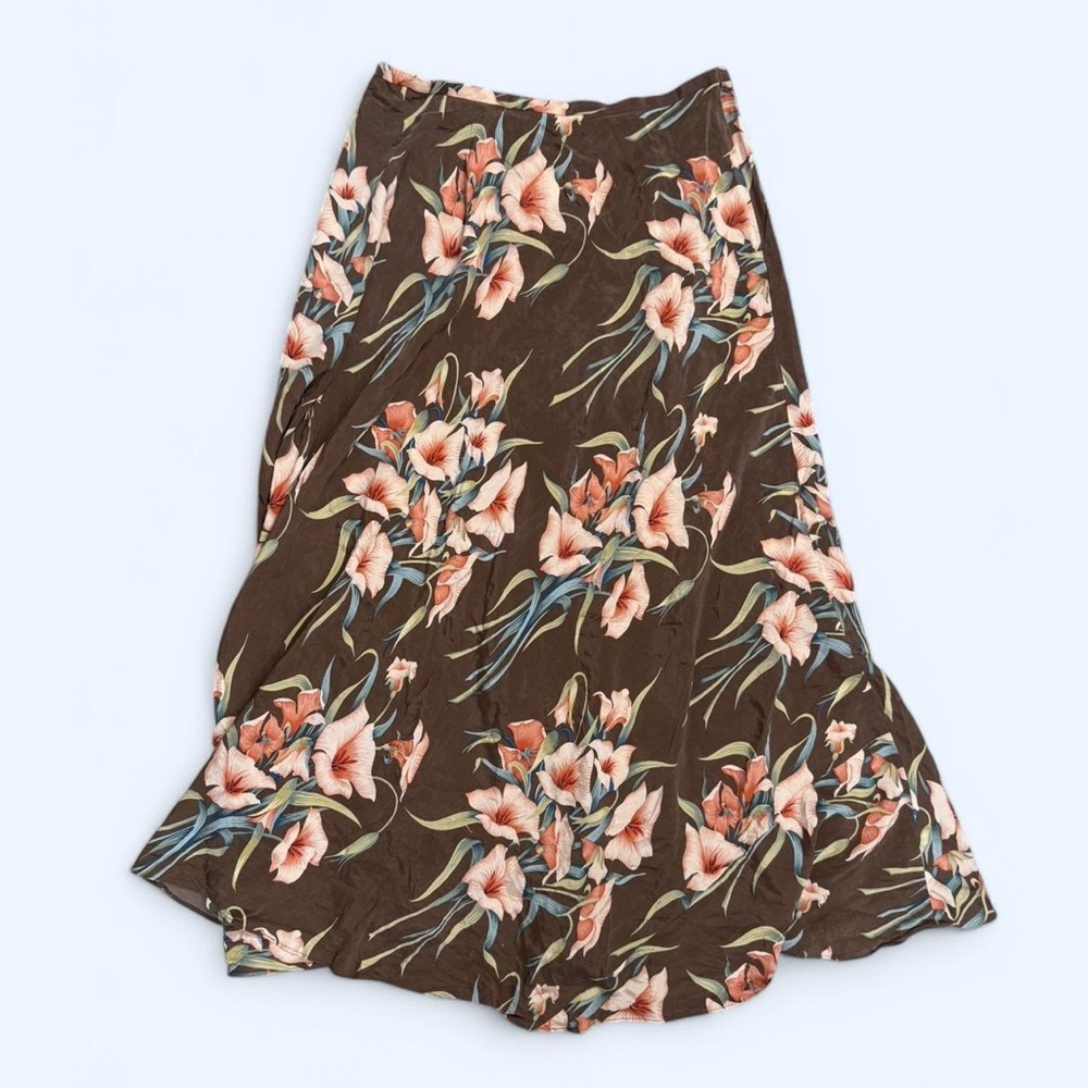 Vintage 100% Silk Jones New York Floral Maxi Skirt